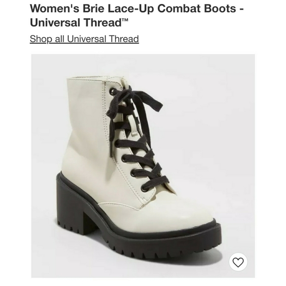 Universal Thread Brie Lace Up White Combat Boot 10 - Picture 3 of 4